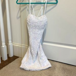 Women's Sparkly Sequin Tight Homecoming Dresses Spaghetti Straps